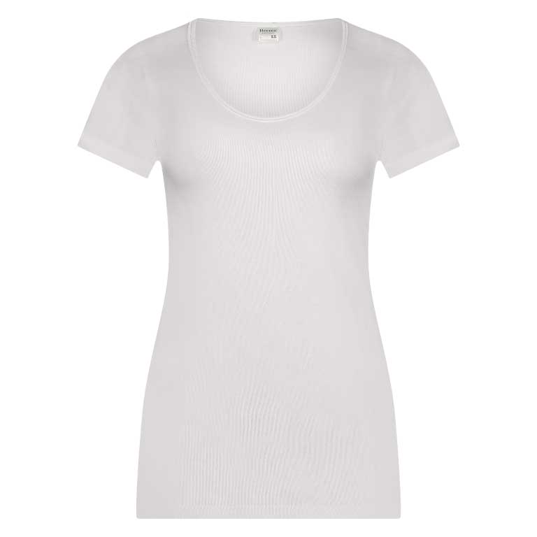 Dames T-shirt met O-hals en Korte Mouw M3000 Wit